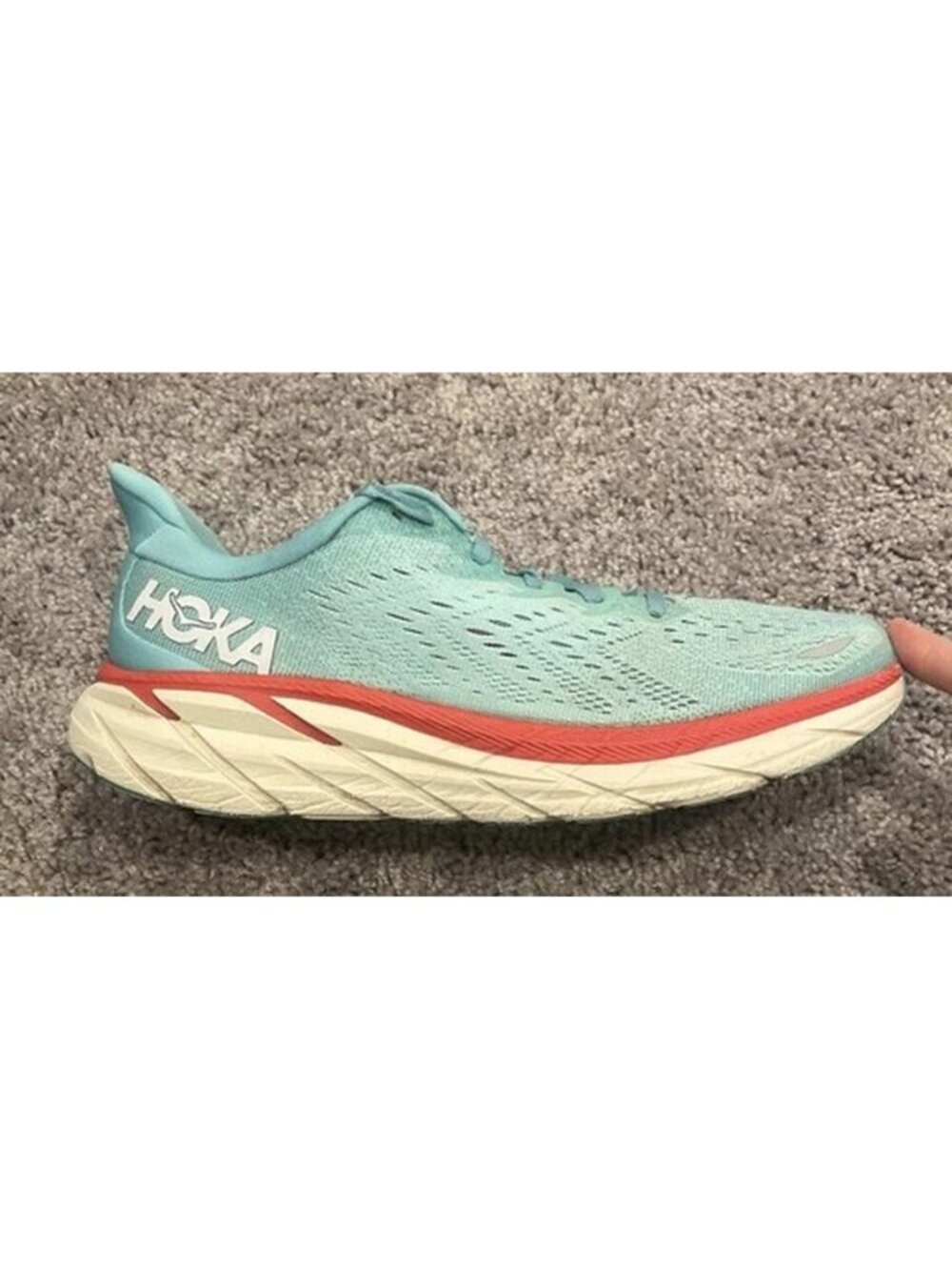 Hoka One One Clifton 8 Shoes Womens 9 B Blue White Running Sneakers